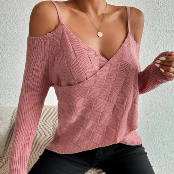 New Luxe wrap cold shoulder sweater - Picture 6 of 7